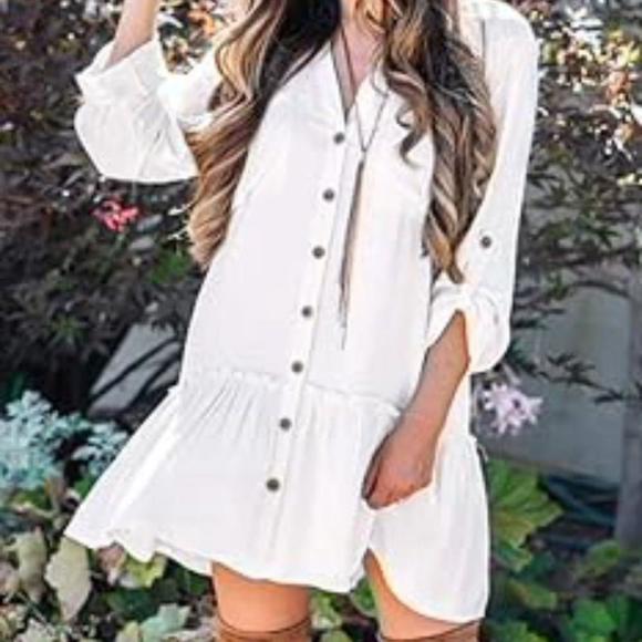 Banana republic Petite Flounce-Hem Dress (XS- Transition Cream White) - Picture 3 of 7